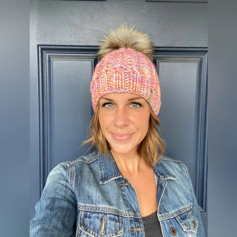 Hand knit Merino Wool Beanie Hat